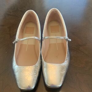 Silver Mary Jane Flats